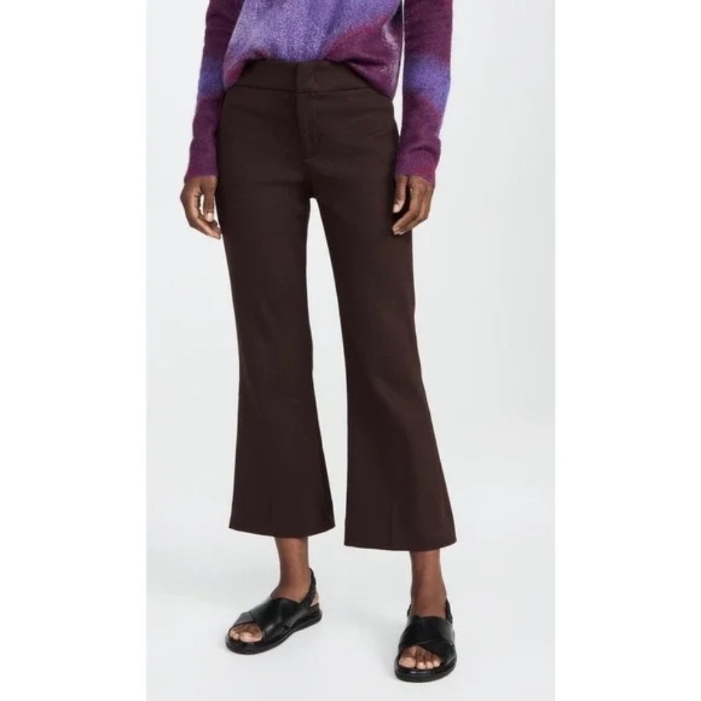 Vince Slim Flared Pants In Dark Hickory Brown, Size 14